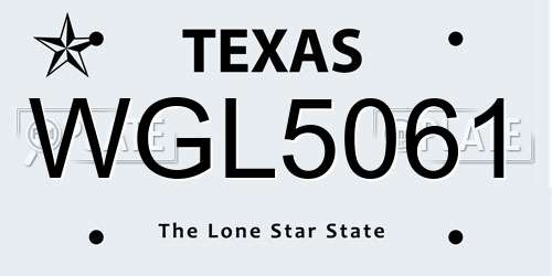 WGL5061 Texas License Plate