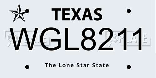 WGL8211 Texas License Plate