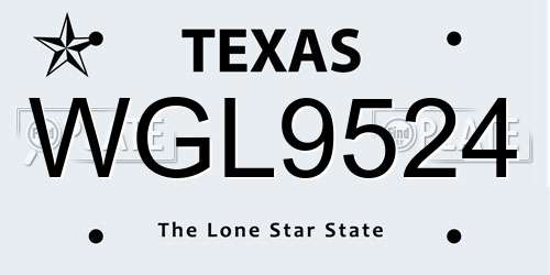 WGL9524 Texas License Plate