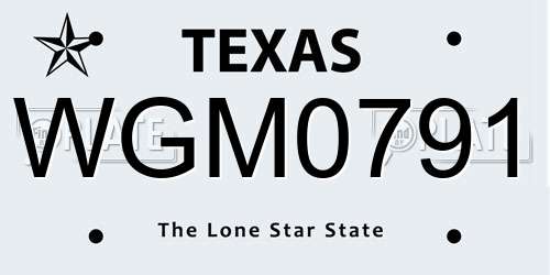 WGM0791 Texas License Plate