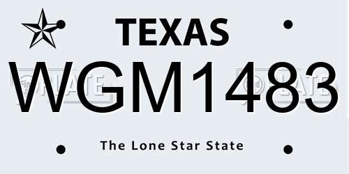 WGM1483 Texas License Plate