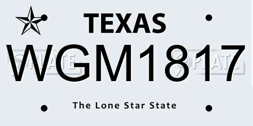 WGM1817 Texas License Plate