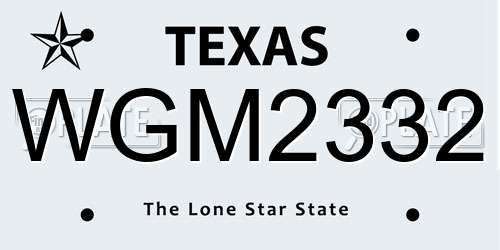 WGM2332 Texas License Plate