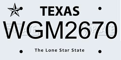 WGM2670 Texas License Plate
