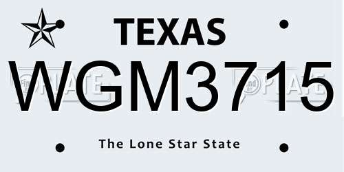 WGM3715 Texas License Plate