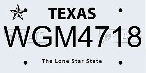 WGM4718 Texas License Plate