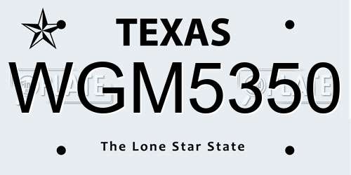WGM5350 Texas License Plate