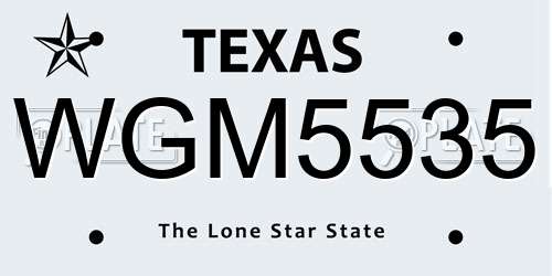 WGM5535 Texas License Plate