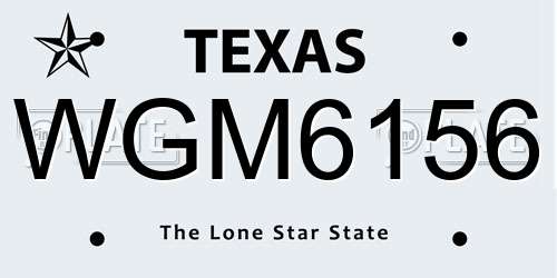 WGM6156 Texas License Plate