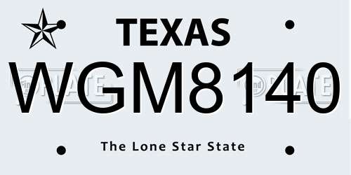 WGM8140 Texas License Plate