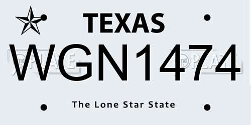 WGN1474 Texas License Plate