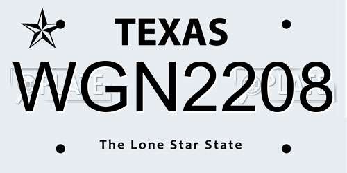 WGN2208 Texas License Plate