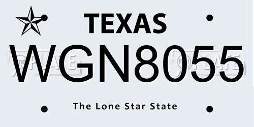 WGN8055 Texas License Plate