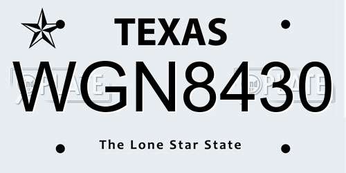 WGN8430 Texas License Plate