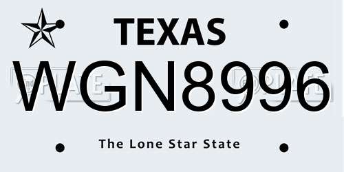 WGN8996 Texas License Plate