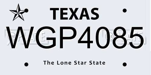 WGP4085 Texas License Plate