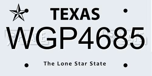 WGP4685 Texas License Plate