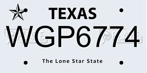 WGP6774 Texas License Plate