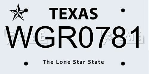 WGR0781 Texas License Plate