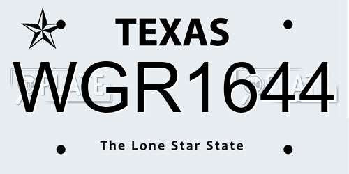 WGR1644 Texas License Plate