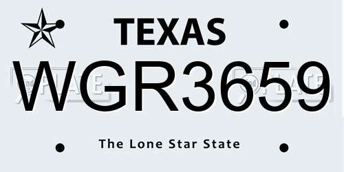 WGR3659 Texas License Plate