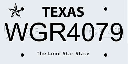 WGR4079 Texas License Plate