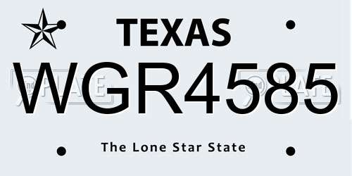 WGR4585 Texas License Plate