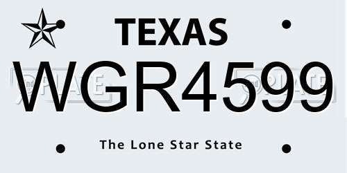 WGR4599 Texas License Plate