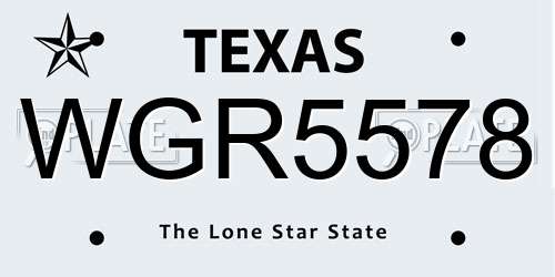 WGR5578 Texas License Plate