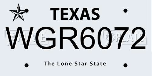WGR6072 Texas License Plate