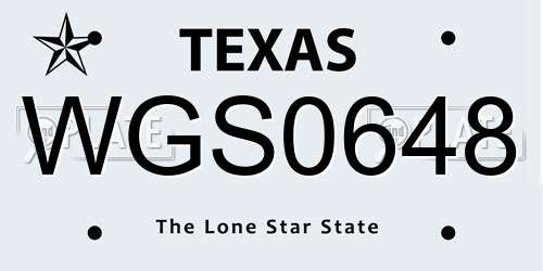 WGS0648 Texas License Plate