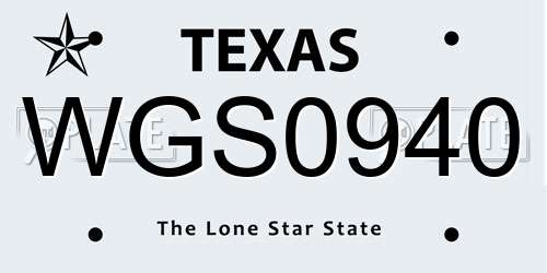 WGS0940 Texas License Plate