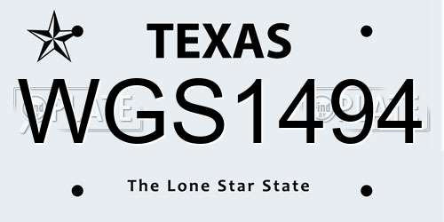 WGS1494 Texas License Plate
