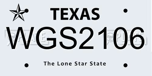 WGS2106 Texas License Plate