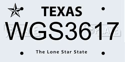 WGS3617 Texas License Plate
