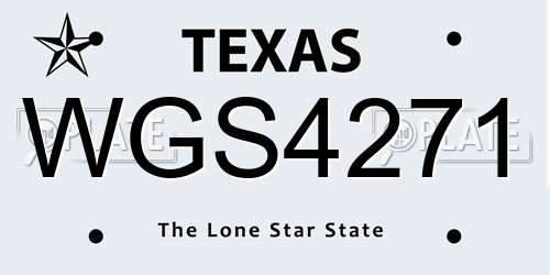 WGS4271 Texas License Plate