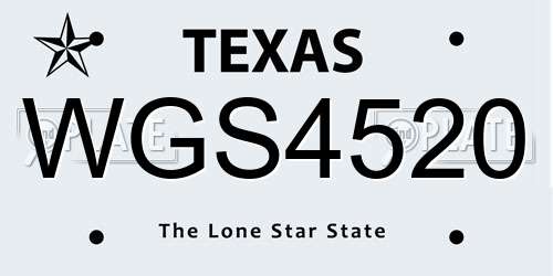 WGS4520 Texas License Plate
