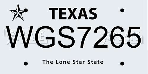 WGS7265 Texas License Plate