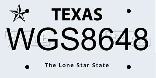 WGS8648 Texas License Plate