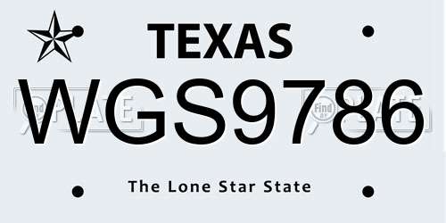 WGS9786 Texas License Plate