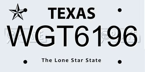 WGT6196 Texas License Plate