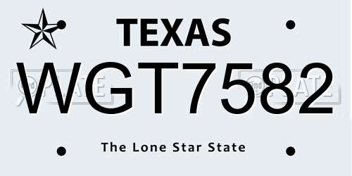 WGT7582 Texas License Plate