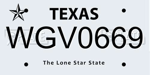 WGV0669 Texas License Plate