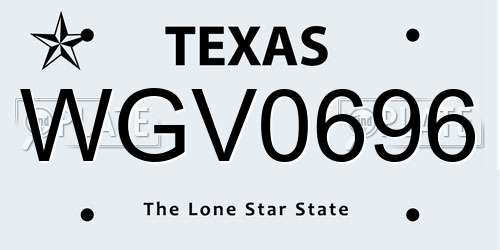 WGV0696 Texas License Plate