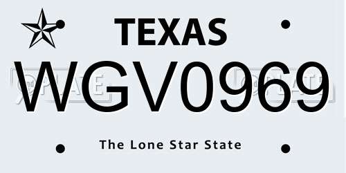 WGV0969 Texas License Plate