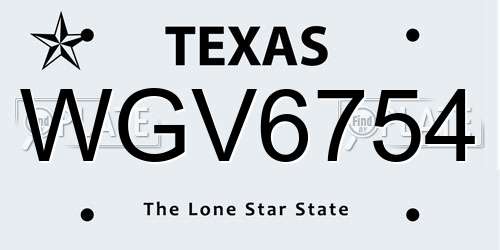 WGV6754 Texas License Plate