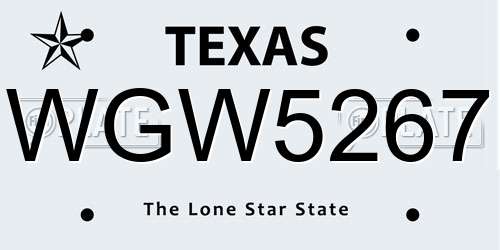 WGW5267 Texas License Plate