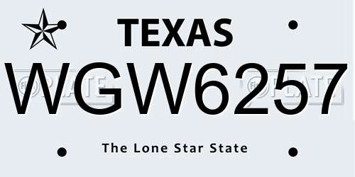 WGW6257 Texas License Plate