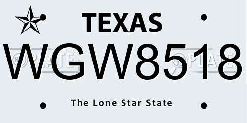 WGW8518 Texas License Plate