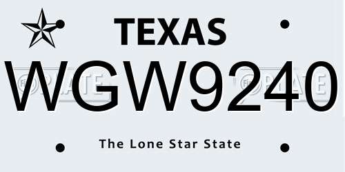 WGW9240 Texas License Plate